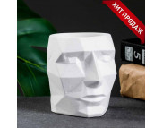 Кашпо-органайзер для декора.керамическое белое "Геометрическая голова" 90х90х75мм
