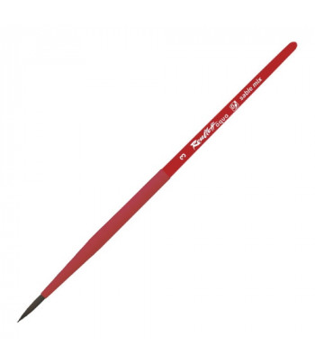 Кисть из волоса Микс(соболь+синтетика) КРУГЛАЯ/ручка коротк.красная,обойма soft-touch "AQUA red" Roubloff №3