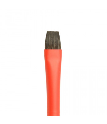 Кисть из волоса Микс(соболь+синтетика) ПЛОСКАЯ/ручка коротк.красная,обойма soft-touch "AQUA red" Roubloff №12