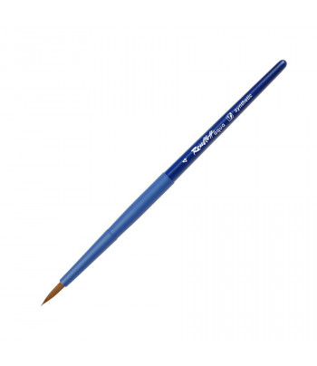 Кисть из волоса коричневой синтетики КРУГЛАЯ ручка кортк.синяя,обойма soft-touch "AQUA blue" Roubloff №4