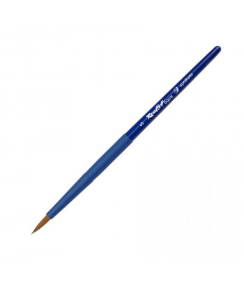 Кисть из волоса коричневой синтетики КРУГЛАЯ ручка кортк.синяя,обойма soft-touch "AQUA blue" Roubloff №5