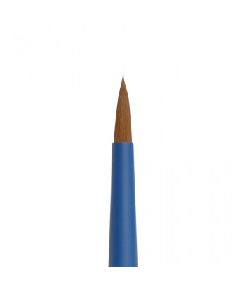 Кисть из волоса коричневой синтетики КРУГЛАЯ ручка кортк.синяя,обойма soft-touch "AQUA blue" Roubloff №6