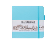 Альбом д/эскизов 140гр книжн.ф.облож.тверд.Небесно-голубой Sketchmarker 80л 12х12см
