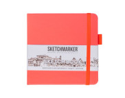 Альбом д/эскизов 140гр книжн.ф.облож.тверд.Неоновый коралл Sketchmarker 80л 12х12см