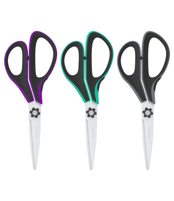 Ножницы из нерж.стали эргономич.черные.ручки мягк.вставки "Easycut 360" Berlingo 130мм