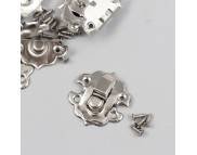 Набор замочков+гвоздик для шкатулки 29х30мм 10шт.СЕРЕБРО