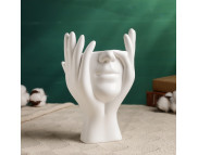 Кашпо-органайзер для декора.керамическое "Мечты в руках" 135х200х130мм БЕЛОЕ