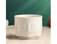 Кашпо для декора.керамическое"Многоликий" 120х120х90мм БЕЛОЕ