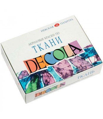 Набор акриловых красок по тканям "Dekola" (12цв х 20мл)